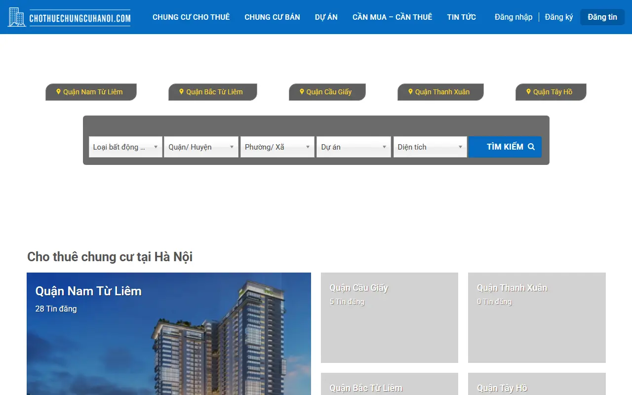 Mẫu website bất động sản — Cho thuê chung cư Hà Nội