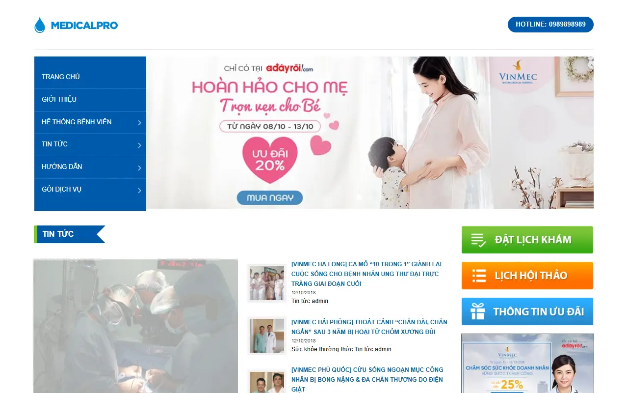 Mẫu website phòng khám & bệnh viện — Mẫu web bệnh viện – phòng khám đa khoa