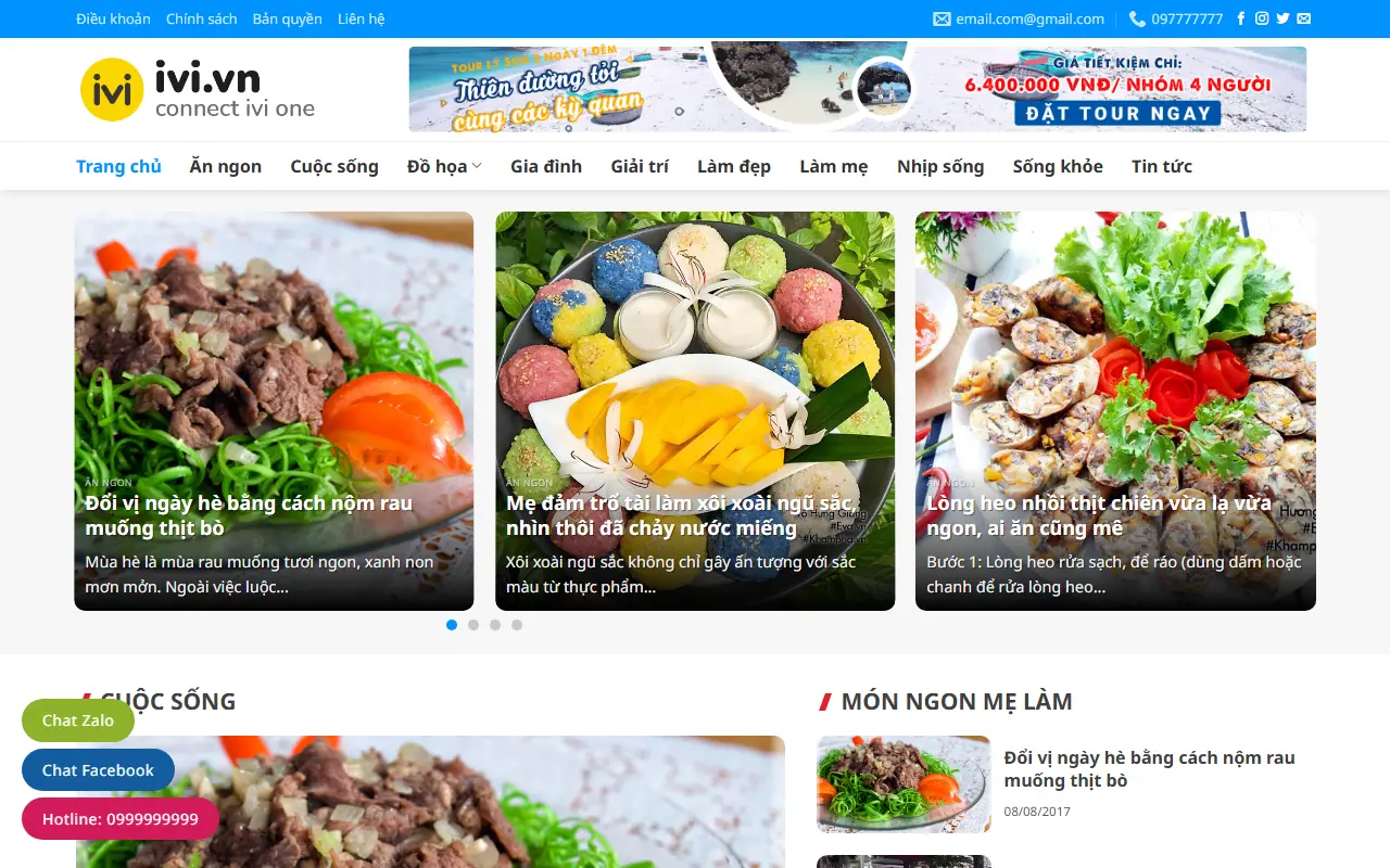 Mẫu website du lịch & tour — Mẫu web blog du lịch