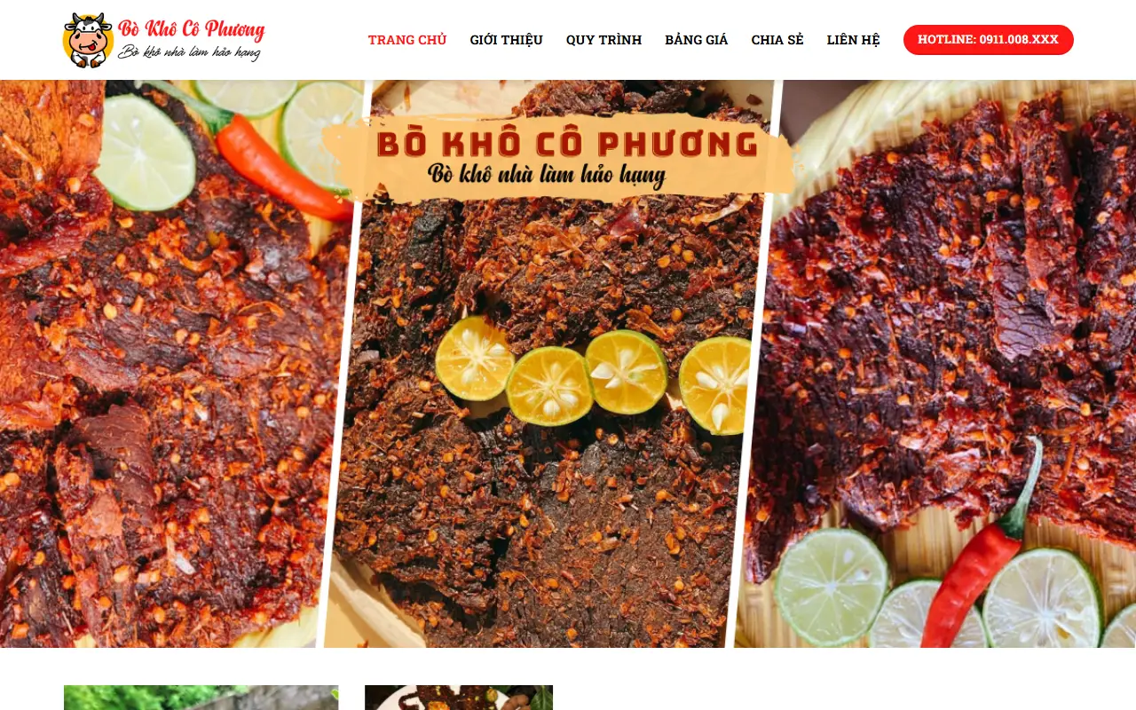 Mẫu website nông sản & đặc sản — Bò Khô Cô Phương - Bò Khô Nhà Làm Chất Lượng