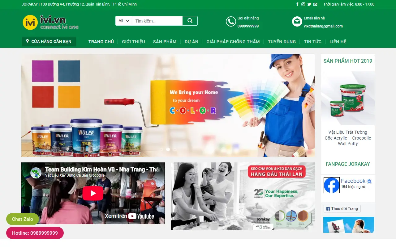 Mẫu website vật liệu xây dựng — Trang Chủ - Bột sơn tĩnh điện
