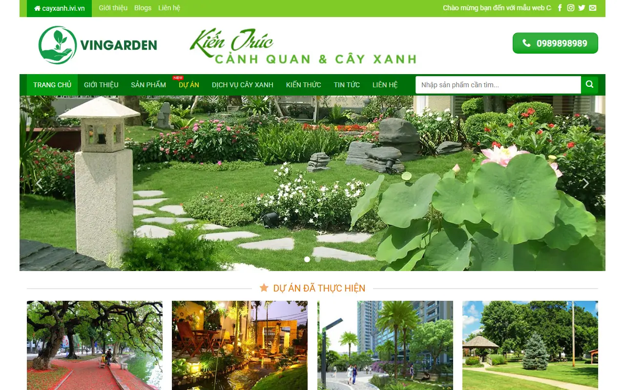 Mẫu website cây cảnh & sân vườn — Cây xanh