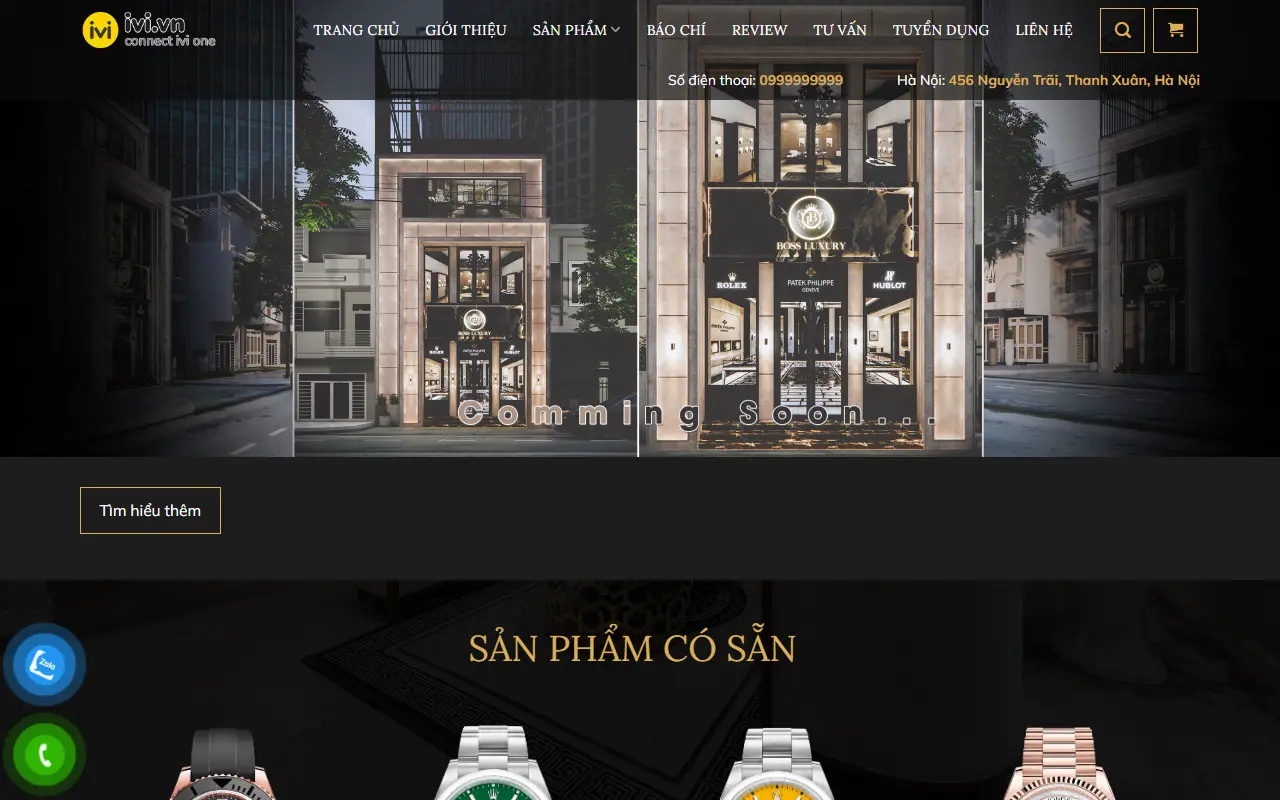 Mẫu website trang sức & đồng hồ — Mẫu website đồng hồ