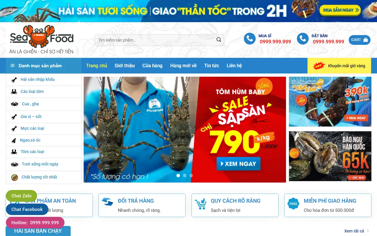 Mẫu website hải sản — Hải sản