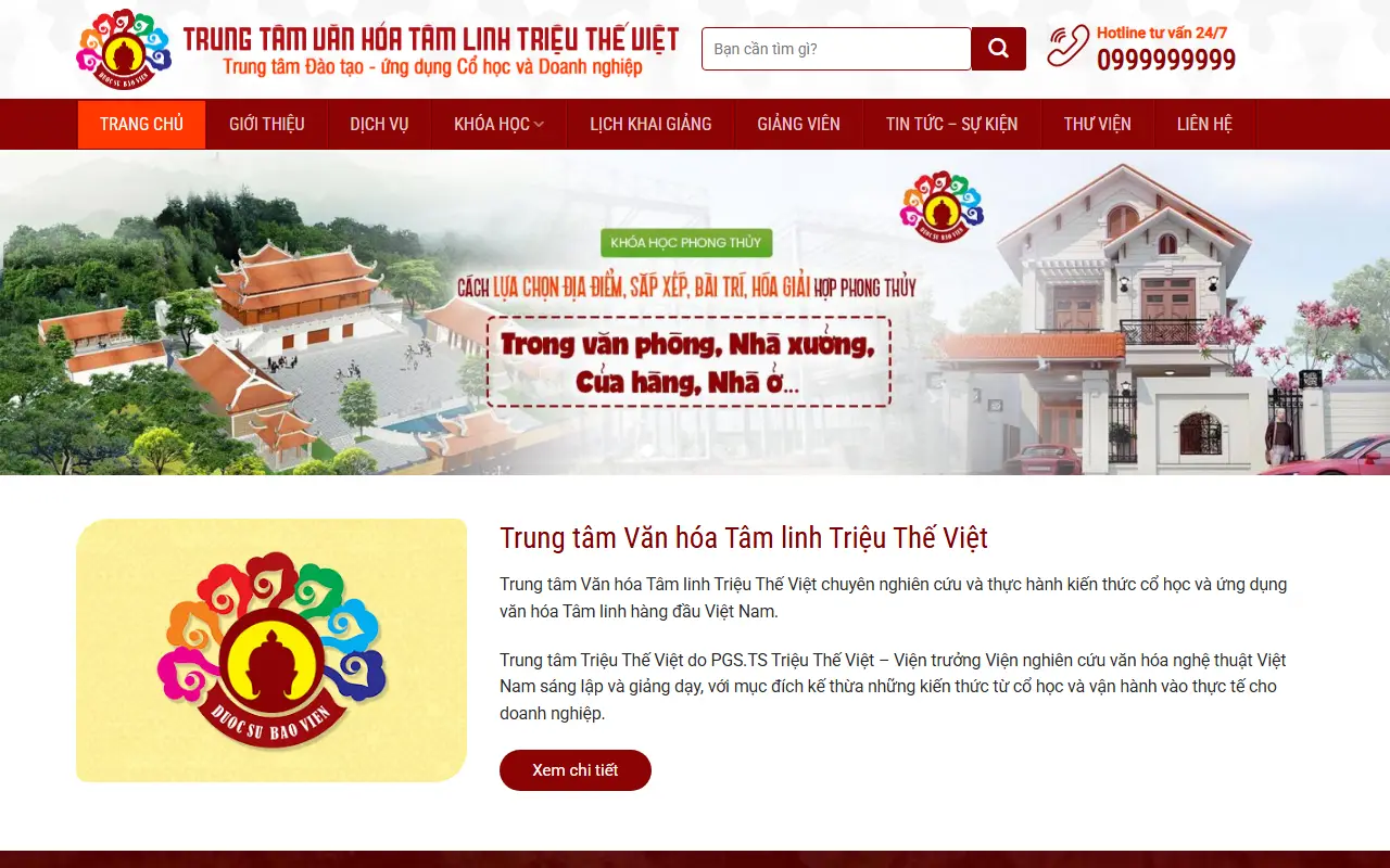 Mẫu website khoá học online — Khóa học Phong thủy