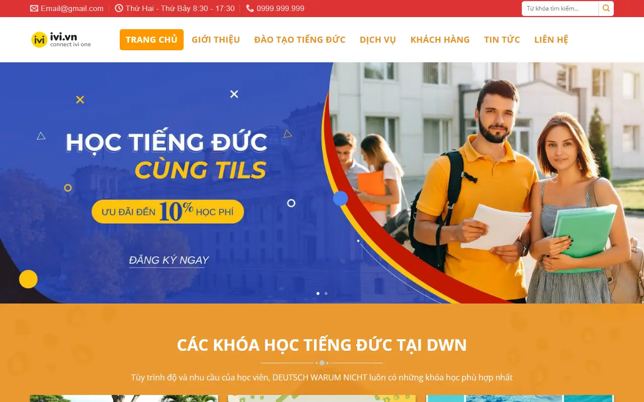 Mẫu website trung tâm ngoại ngữ — Trung tâm tiếng Đức