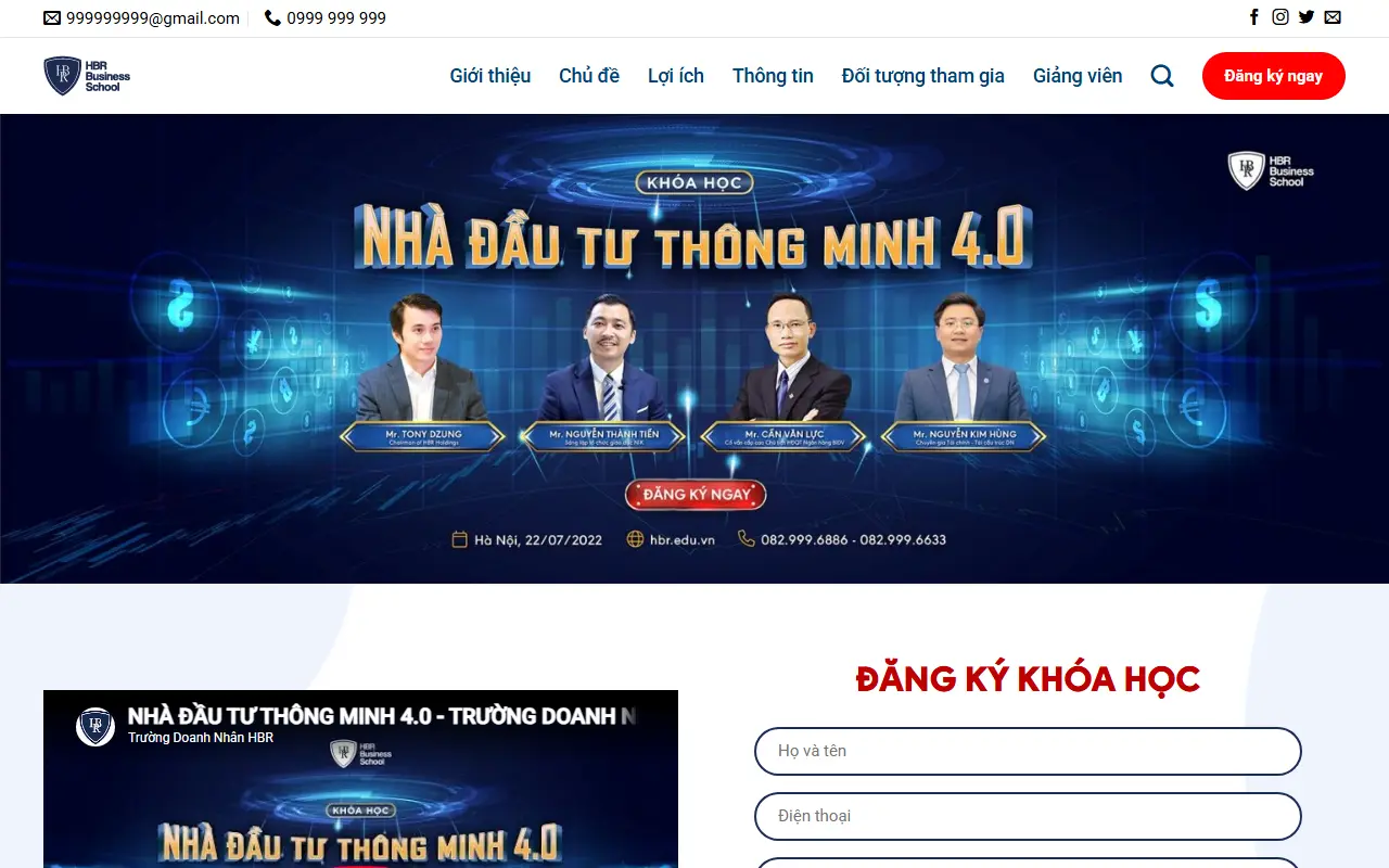 Mẫu website khoá học online — Mẫu web bán khóa học đầu tư – Khóa học trực tuyến