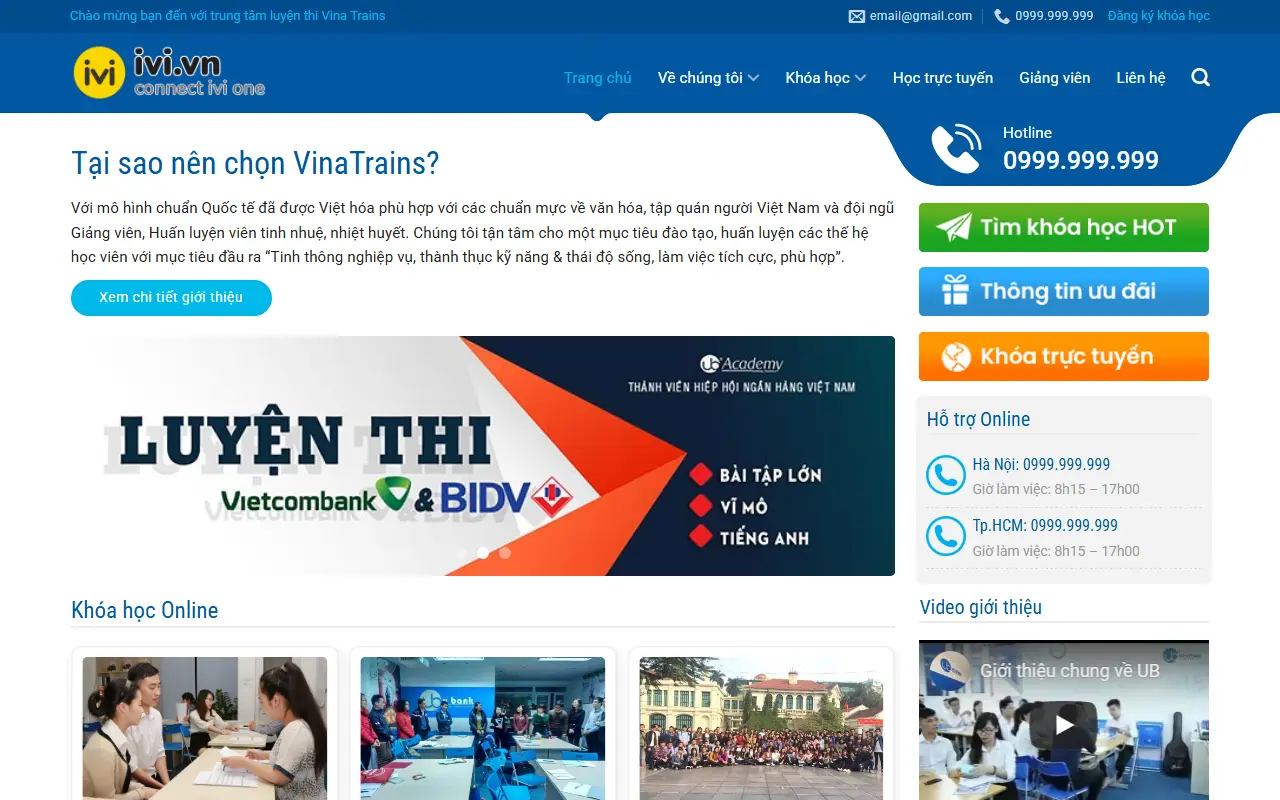 Mẫu website khoá học online — Luyện thi