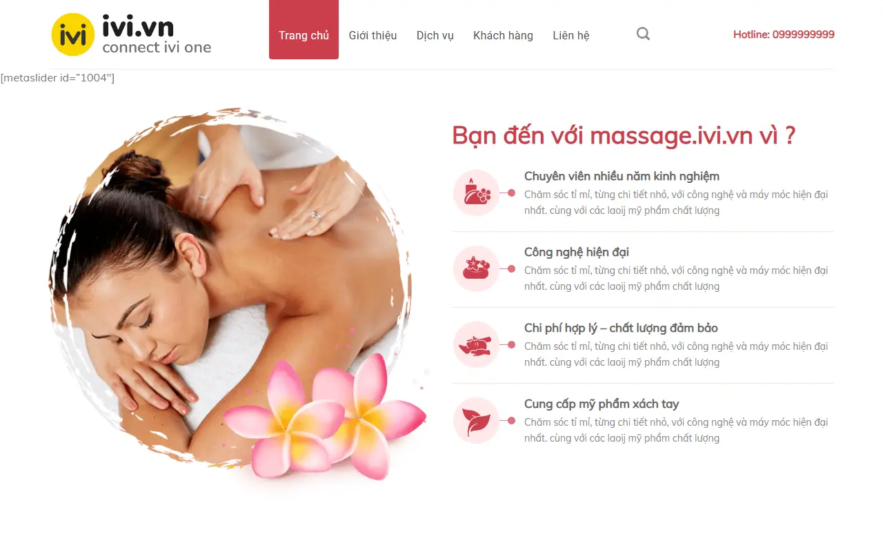 Mẫu website spa & thẩm mỹ — Massage & Trị liệu