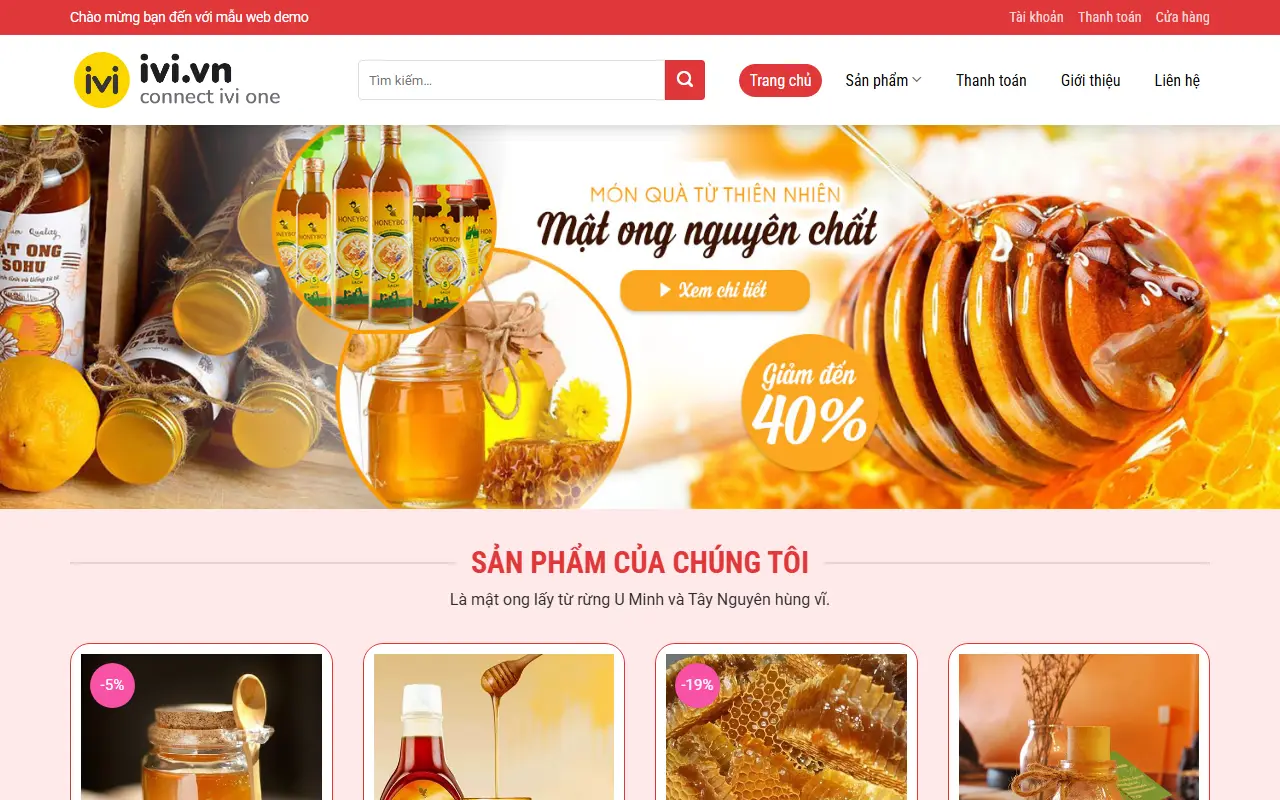 Mẫu website nông sản & đặc sản — Mật ong