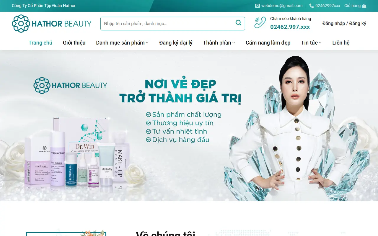 Mẫu website mỹ phẩm — Hathor Beauty - Nơi Vẻ Đẹp Trở Thành Giá Trị #2