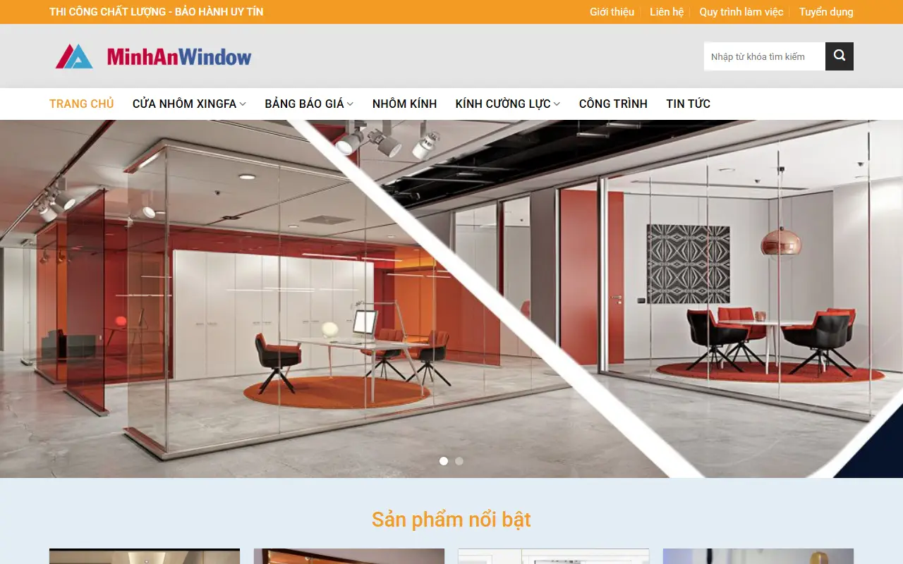 Mẫu website vật liệu xây dựng — Mẫu web nhôm kính #1