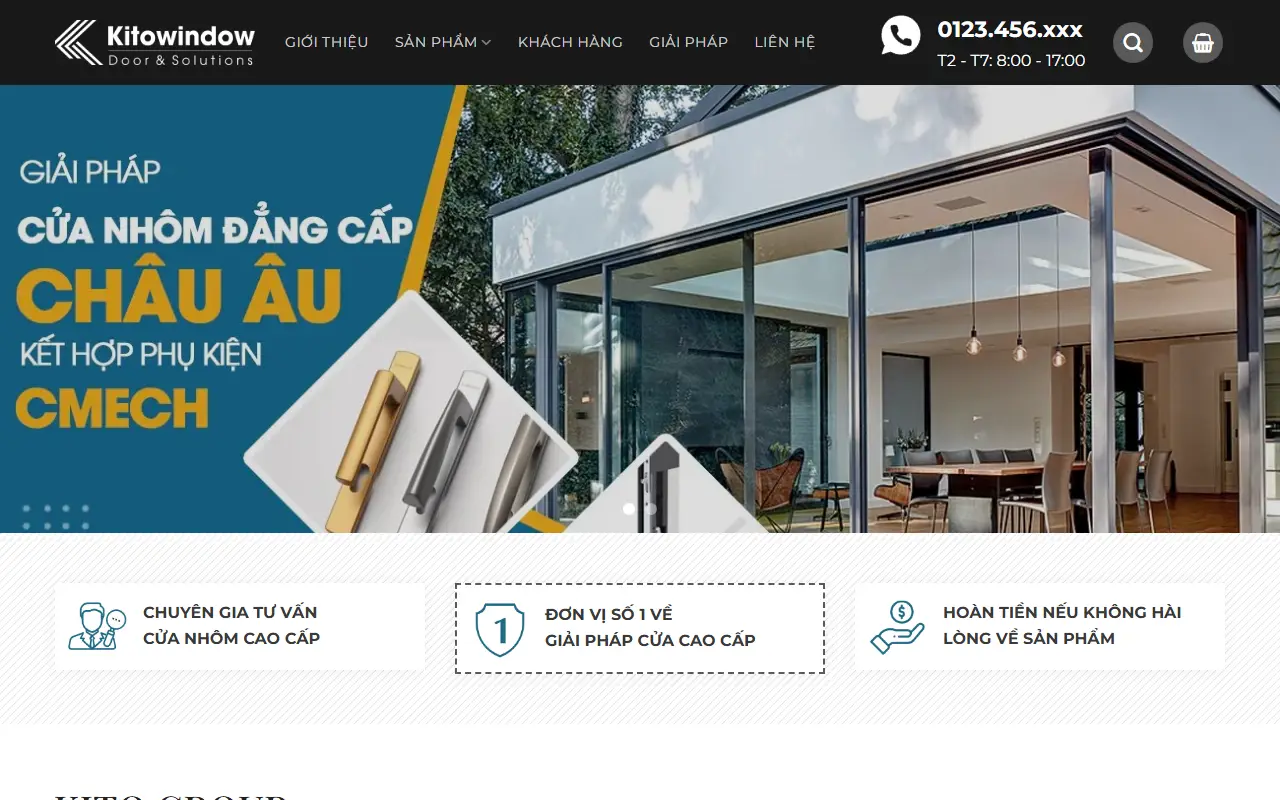 Mẫu website vật liệu xây dựng — Mẫu web nhôm kính #2