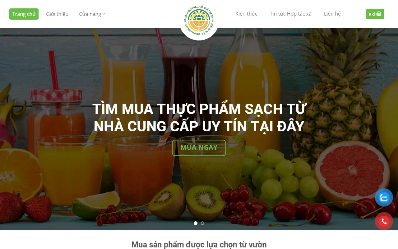 Mẫu website nông sản & đặc sản — HTX Rau Củ Quả Thạch Hà