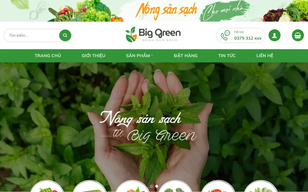 Mẫu website nông sản & đặc sản — Big Green – Mẫu thiết kế website bán thực phẩm