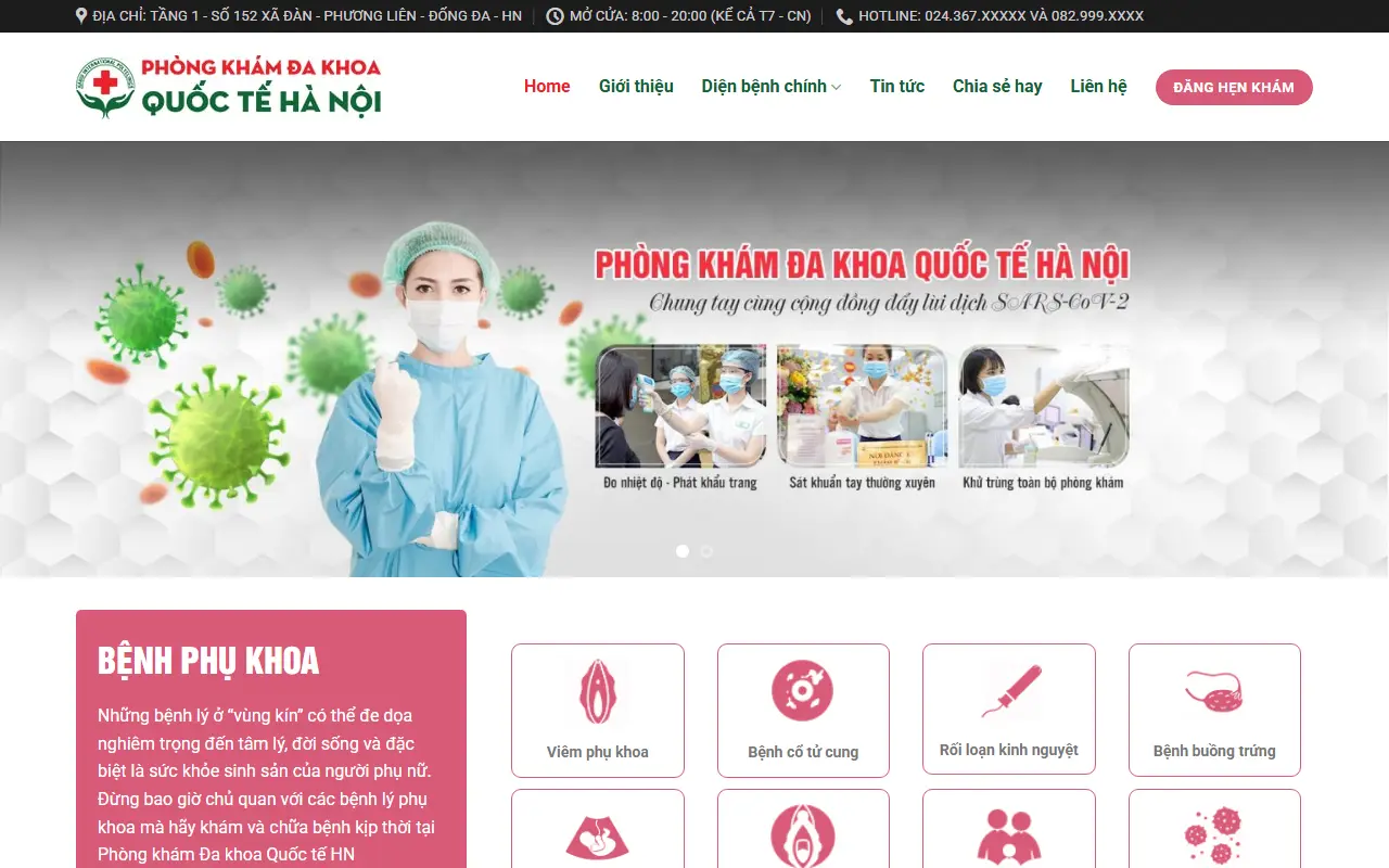 Mẫu website phòng khám & bệnh viện — Phòng khám đa khoa quốc tế Hà Nội