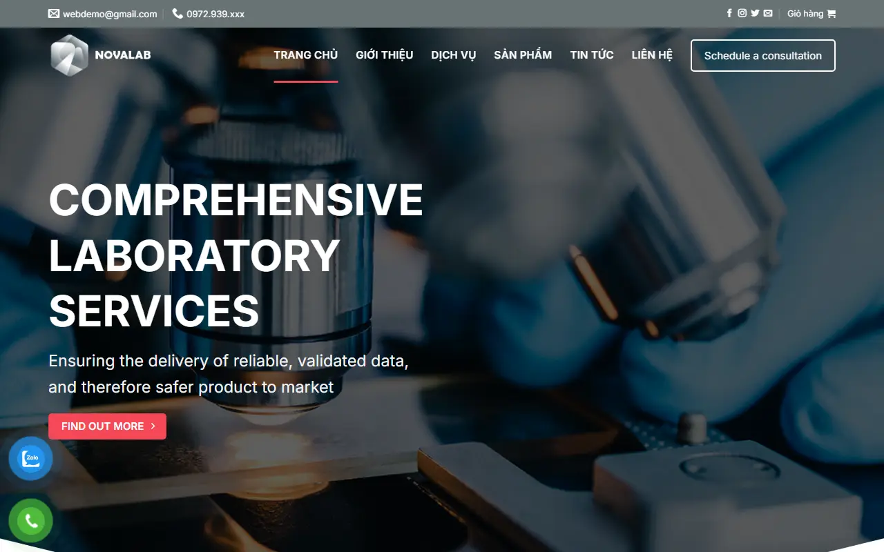 Mẫu website ngành khác — Mẫu website Phòng Lab thí nghiệm
