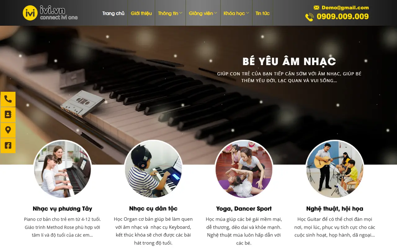 Mẫu website năng khiếu & nghệ thuật — Trung tâm Piano