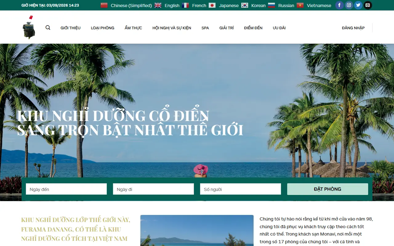Mẫu website khách sạn & lưu trú — Khu nghỉ dưỡng cao cấp