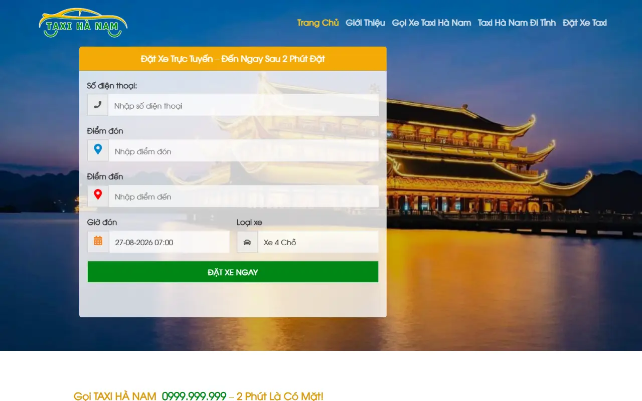 Mẫu website thuê xe & taxi — Dịch vụ Taxi