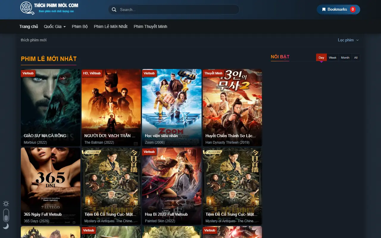 Mẫu website giải trí & thể thao — thích phim mới - xem phim nhanh miễn phí chất lượng cao