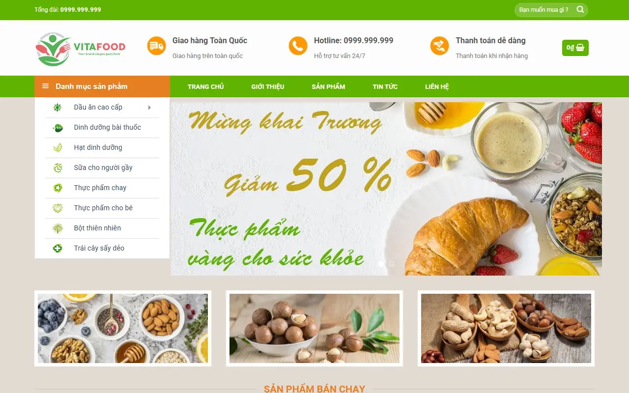 Mẫu website thực phẩm sạch — Thực phẩm #1