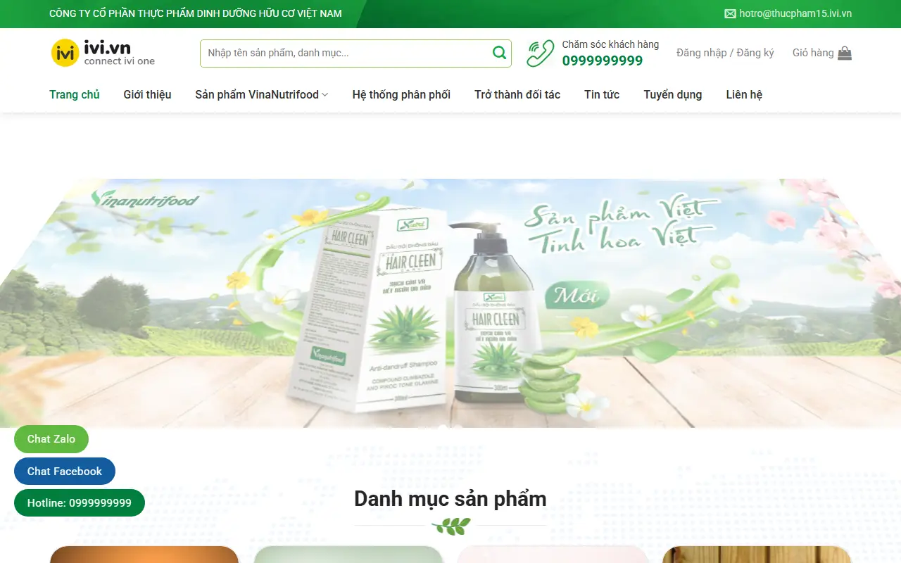 Mẫu website thực phẩm sạch — VinaNutrifood