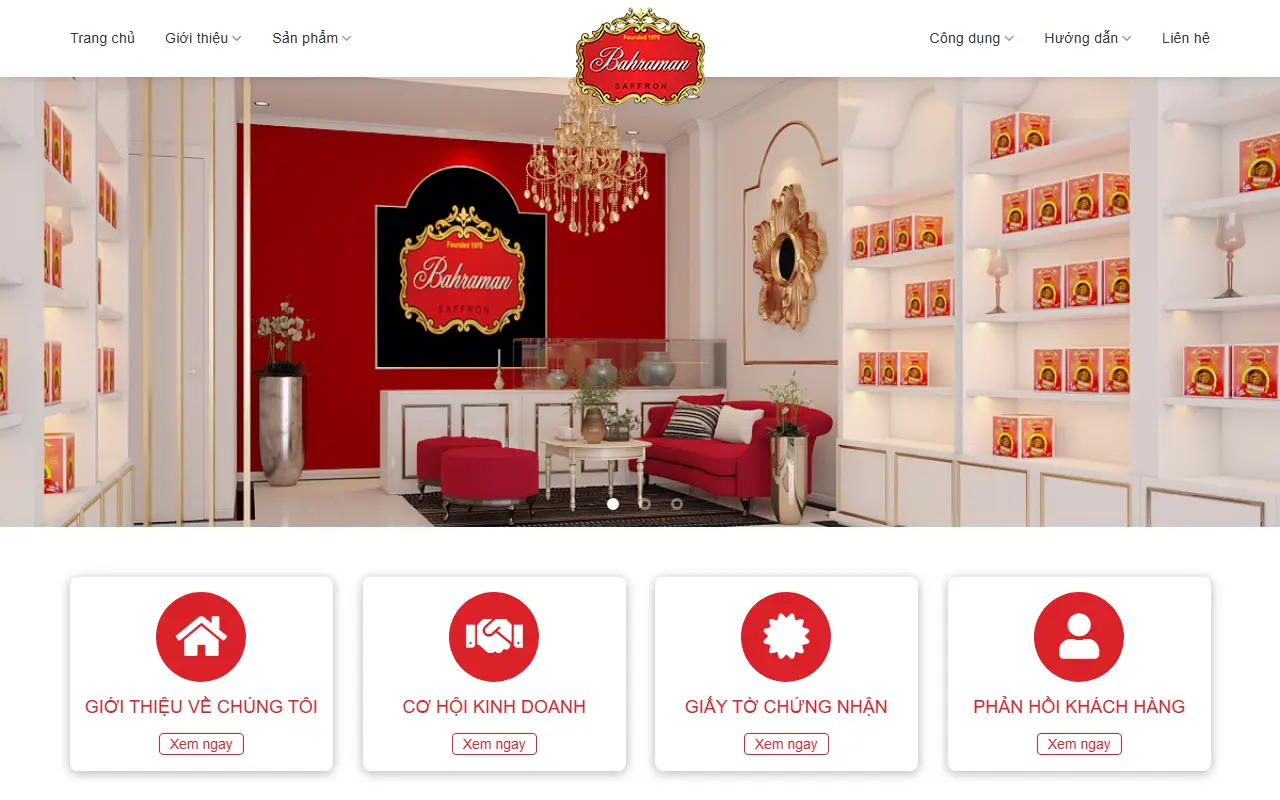 Mẫu website thực phẩm sạch — Shop Saffron - Nhụy hoa nghệ tây Saffron Bahraman
