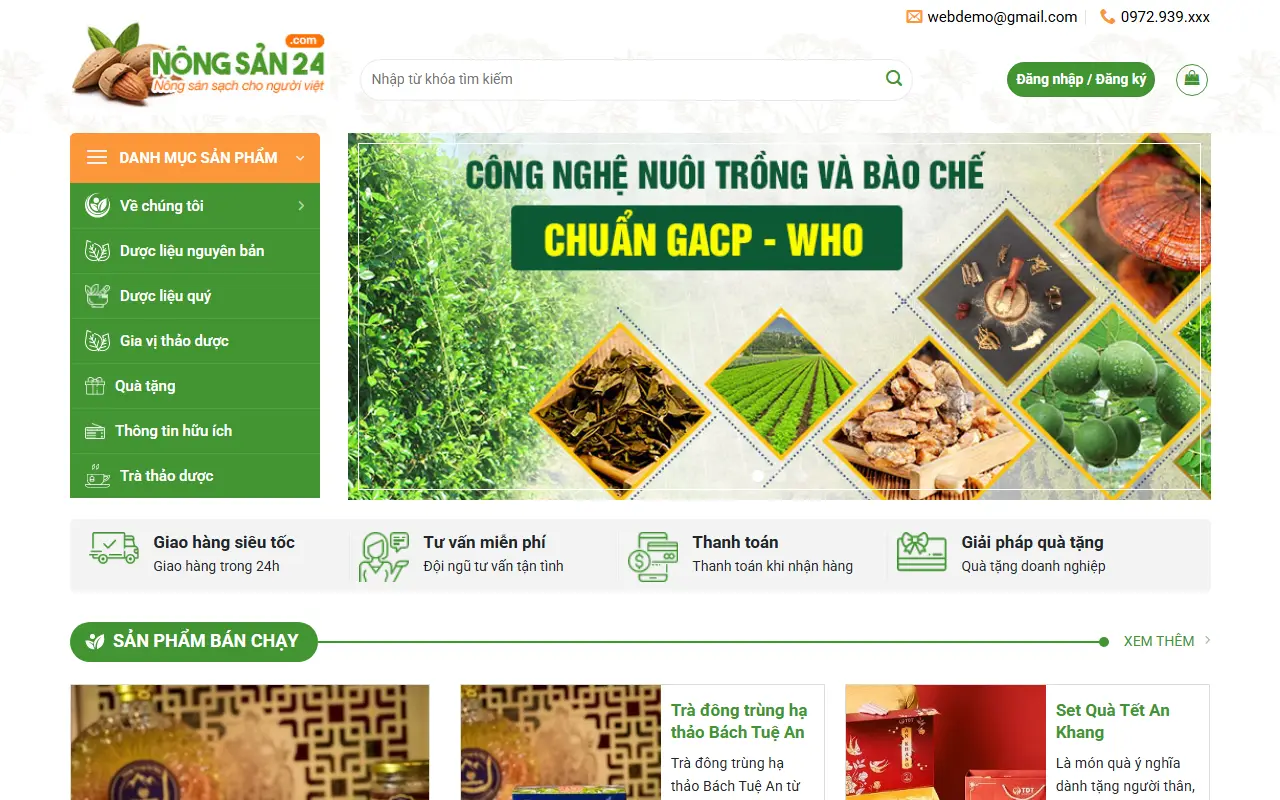 Mẫu website thực phẩm sạch — Mẫu web bán hàng