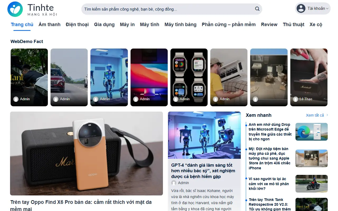 Mẫu website tin tức & blog — Mẫu web tin tức giống Tinh Tế