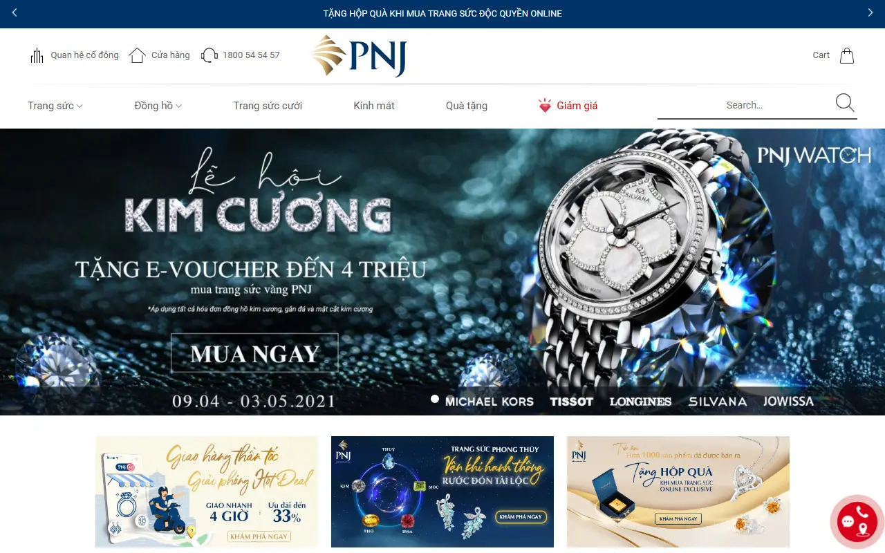 Mẫu website trang sức & đồng hồ — Mẫu web trang sức #1