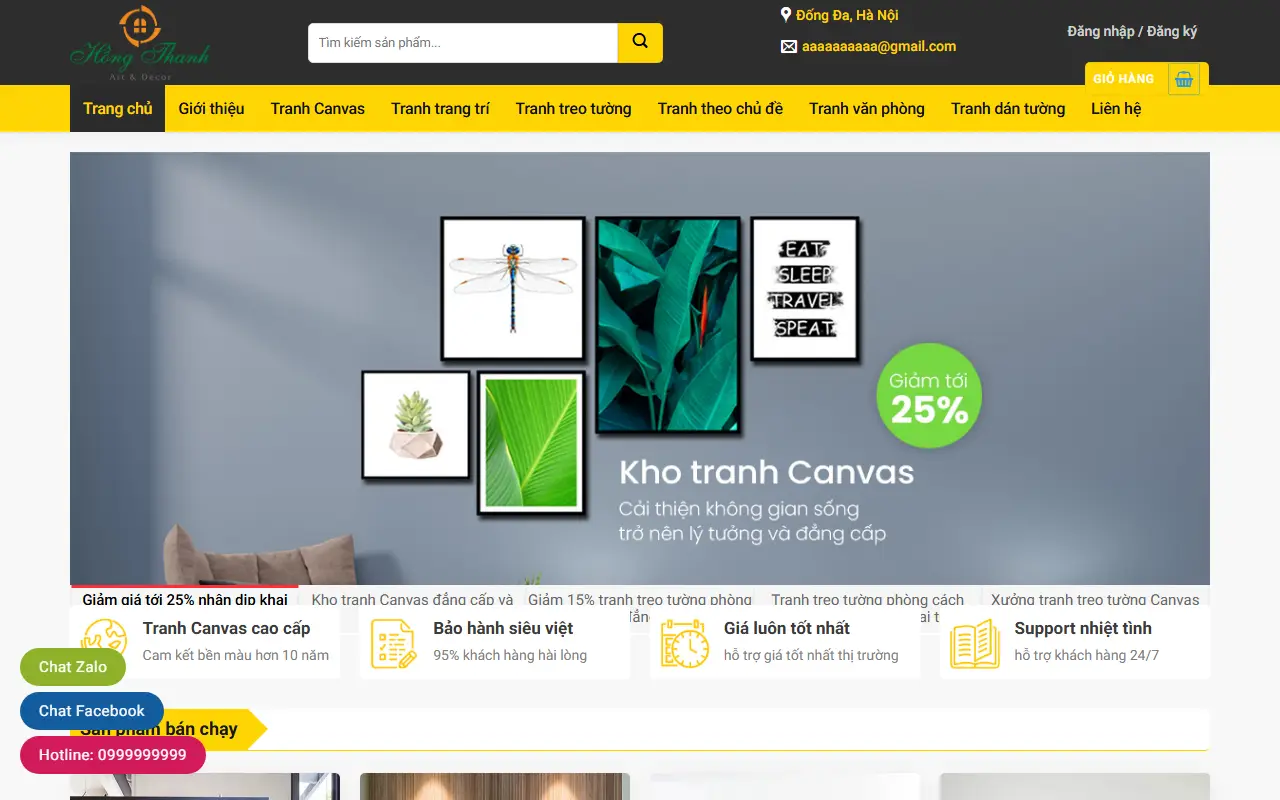 Mẫu website rèm cửa & trang trí — Mẫu web bán tranh tường