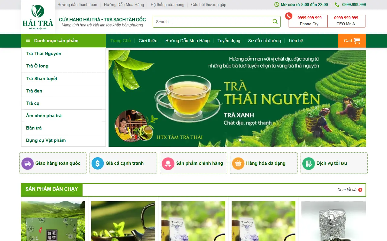 Mẫu website đồ uống & cà phê — Trà & Đồ uống