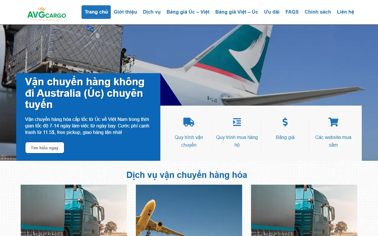 Mẫu website vận chuyển & logistics — Vận chuyển quốc tế