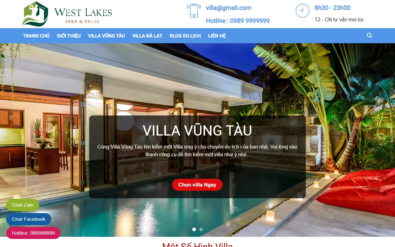 Mẫu website khách sạn & lưu trú — Villa Vũng Tàu - Biệt Thự Nghỉ Dưỡng cao cấp tại Vũng Tàu