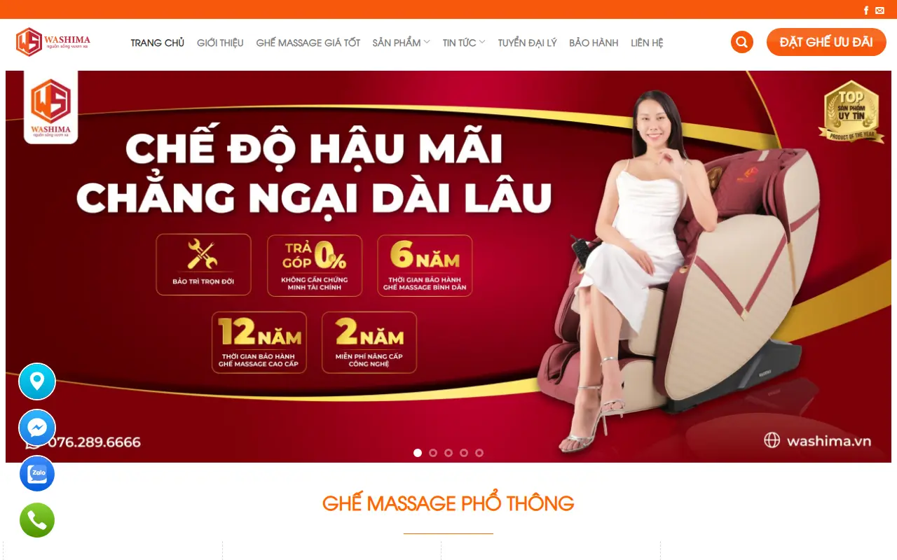 Mẫu website spa & thẩm mỹ — Tập đoàn Ghế Massage Washima®| Thương Hiệu Ghế Massage Số 1 Việt Nam