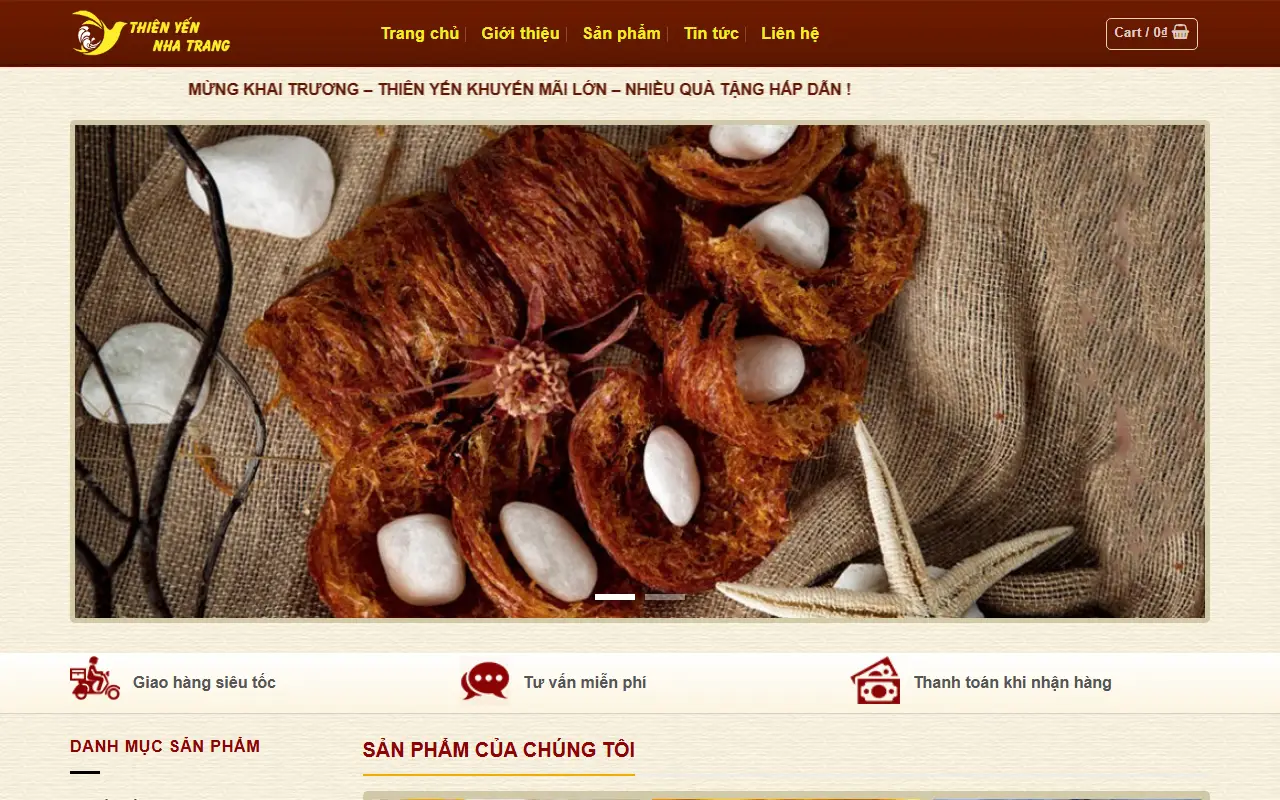 Mẫu website thực phẩm chức năng — Yến sào