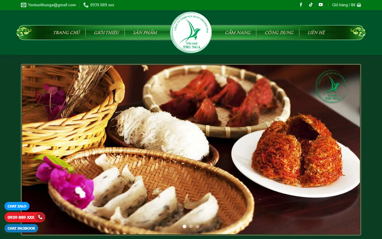 Mẫu website thực phẩm chức năng — Thế Giới Yến Tươi - Yến Tươi Thu Nga